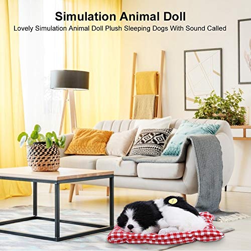 Perros Durmientes De Peluche De Simulación Vívida, Juguete De Cachorros, Juguete De Perro Realista, Decoración Para Bebé, Oficina, Dormitorio, Niños, Coche(Blanco y negro puede llamar cachorros)