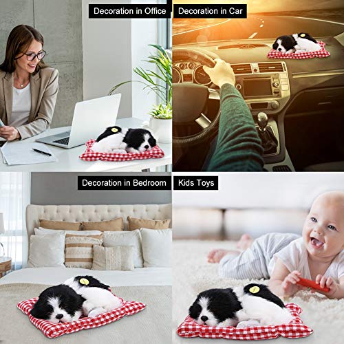 Perros Durmientes De Peluche De Simulación Vívida, Juguete De Cachorros, Juguete De Perro Realista, Decoración Para Bebé, Oficina, Dormitorio, Niños, Coche(Blanco y negro puede llamar cachorros)