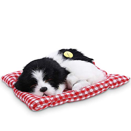 Perros Durmientes De Peluche De Simulación Vívida, Juguete De Cachorros, Juguete De Perro Realista, Decoración Para Bebé, Oficina, Dormitorio, Niños, Coche(Blanco y negro puede llamar cachorros)