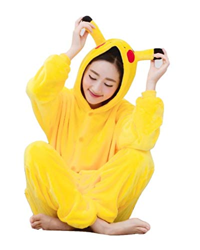 Pijama Kigurumi - Confeccionado en una pieza - Ideal incluso como disfraz de animal para carnaval, Halloween, fiestas cosplay, suave y cómodo de usar Pikachu Small