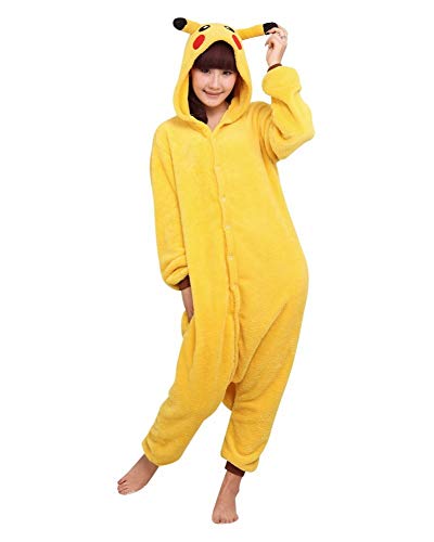 Pijama Kigurumi - Confeccionado en una pieza - Ideal incluso como disfraz de animal para carnaval, Halloween, fiestas cosplay, suave y cómodo de usar Pikachu Small