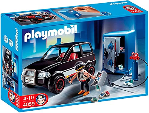 PLAYMOBIL- Thief with Safe and Getaway Car Cars Ladrón de Caja Fuerte con Coche, Multicolor (4059)