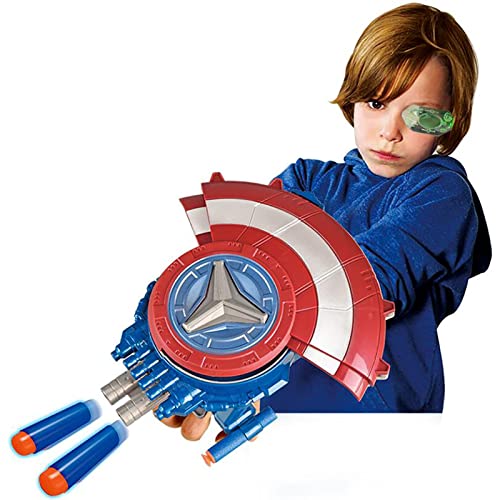 PRETAY Marvel'S Avengers, Escudo del Capitán América el Juguete de Bomba Suave Lanzador con 10 Bombas Suaves Adecuadas, para Lanzadores de Cosplay para Niños