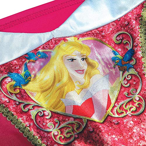 Princesas Disney - Disfraz de Bella Durmiente con lentejuelas para niña, infantil 5-6 años (Rubie's 641022-M)