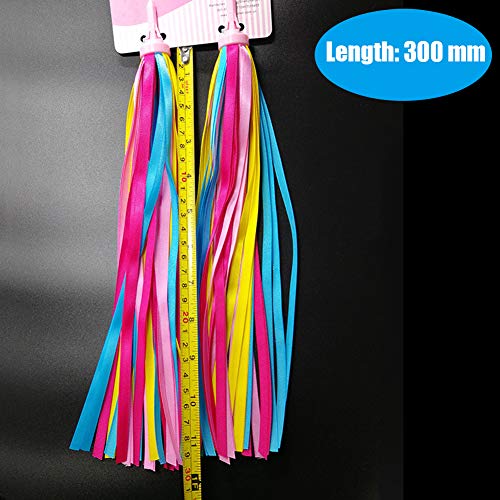 prosperveilUK 1 par Scooter Cintas de Colores,Bicicleta Manillar Serpentinas Serpentinas de Scooter Streamer Scooter Colores Bicicleta Cinta de Borla para Niños Niñas(Amarillo y Rosa)