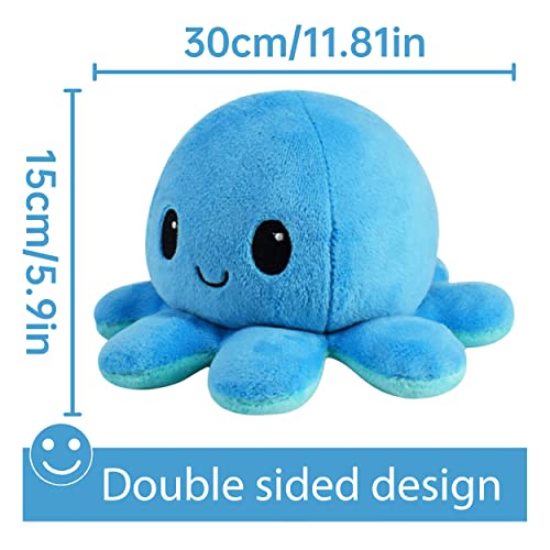 Pulpo Reversible Prime,Pulpos Reversibles Peluche Azul Claro&Azul XXL Pulpo Reversible Grande Juguete Lindos Regalos Para Niños Y Niñas Son Pulpito Reversible Peluche Interesante Peluche Reversible