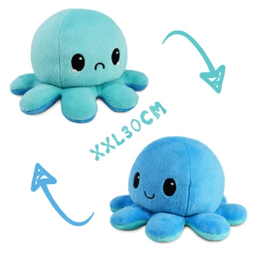 Pulpo Reversible Prime,Pulpos Reversibles Peluche Azul Claro&Azul XXL Pulpo Reversible Grande Juguete Lindos Regalos Para Niños Y Niñas Son Pulpito Reversible Peluche Interesante Peluche Reversible
