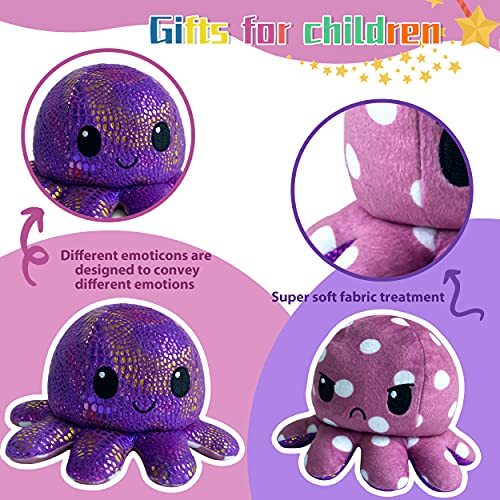 Pulpo Reversible,Peluche Pulpo Reversible,Pulpo Peluche Son Buenos Juguetes de Expresión Emocional,Pulpito Reversible Peluche Adecuados para Niños/Niñas/Niños,y También un Buen Regalo Creativo(20 cm)