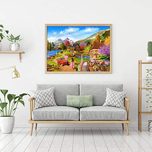 Puzle de 1000 piezas, clásico puzzle, juego de habilidad para toda la familia, regalo para amigos y familia, casa de vacaciones en el lago, puzles para adultos y niños