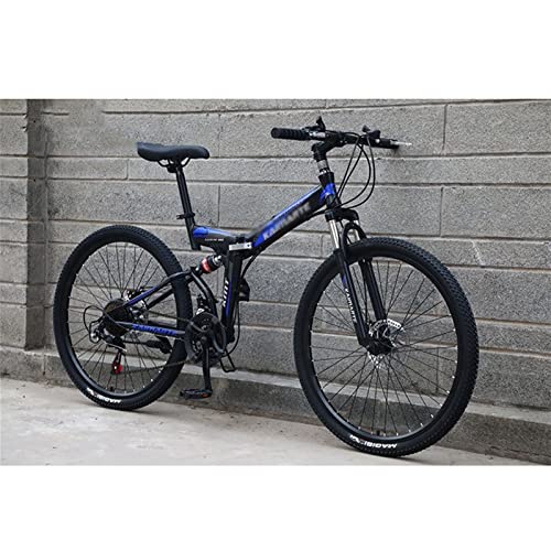 QCLU Bicicleta de montaña Plegable de 24 Pulgadas, Frenos de Disco Hardtail MTB, Trekking Bike Men Bike Girls Bike, Bicicleta de montaña de suspensión Completa, 21 velocidades (Color : Black)