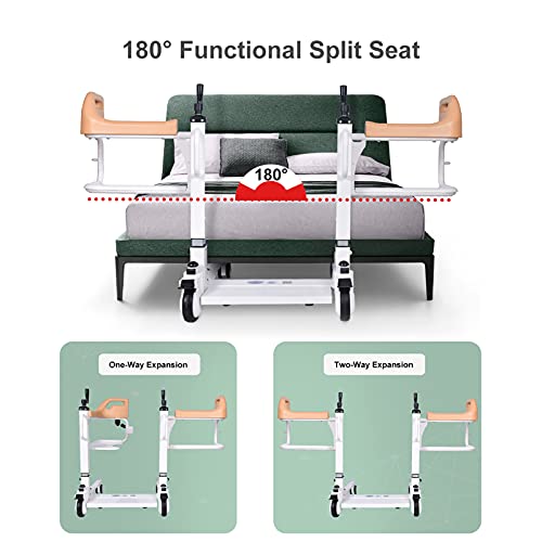 QGUO Silla Baño Con Inodoro Para Ancianos Discapacitados, Elevador Transferencia Pacientes Silla Ruedas Multifuncional, Silla De Ruedas Enfermería Para Ancianos, Asiento Para Ducha,Amarillo