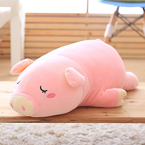 QILIXIANG Peluche de cerdo suave, adorable almohada de felpa para niños, divertido animal relleno muñeca lindo abrazando almohada abrazable, rosa