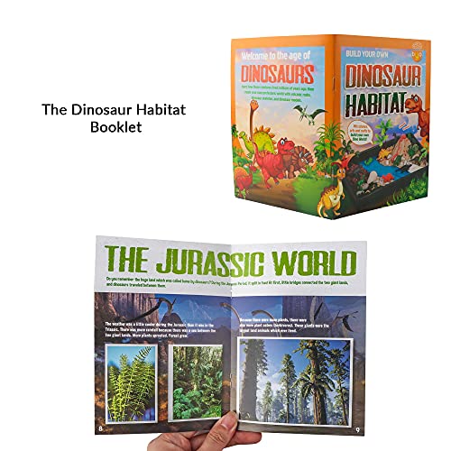 QKTYB Realista dinosaurio mundo hábitat micro paisaje hecho a mano DiyToys incluyendo figuras de dinosaurios, árboles, piedras cálidas de ganso, modelo de asfalto, rocas de lava, grava, polvo de