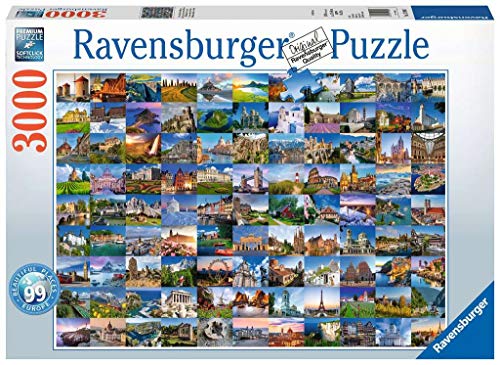 Ravensburger-17080 Ravensburger 99 Hermosos Lugares en Europa 3000 Piezas Rompecabezas para Adultos y niños de 12 años en adelante, Multicolor (17080)