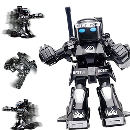 RC Battle Boxing Robot/juguetes, Control remoto 2.4G Robot de lucha humanoide, iluminación LED efectos de sonido contra robots, robot RC juguete inteligente para niños y niñas (negro)