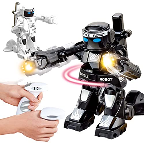 RC Battle Boxing Robot/juguetes, Control remoto 2.4G Robot de lucha humanoide, iluminación LED efectos de sonido contra robots, robot RC juguete inteligente para niños y niñas (negro)