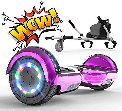 RCB Hoverboard Patinete Eléctrico Self Balancing Scooter 6.5” de Auto-Equilibrio Luces LED Integradas con Hoverkart Go-Kart Bluetooth Regalo para Niños y Adultos Regalo