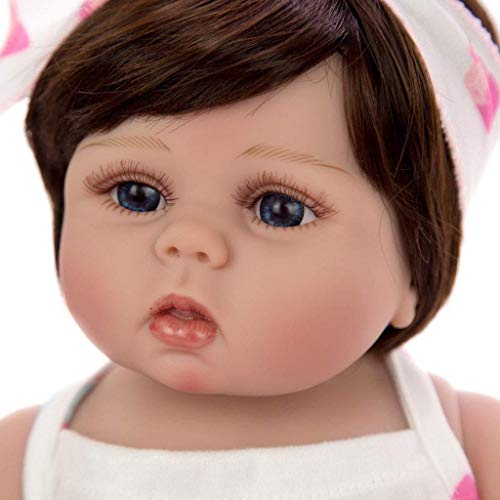 Reborn Dolls 45Cm Reborn Babies Doll, Vinilo Suave Silicona Todo el Cuerpo en Piel Bronceada Realista Muñeca Recién Nacida a la Venta Kid Regalo de Cumpleaños de Navidad Can Bath Free Magnet Pacifie C