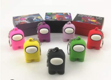 RecontraMago Among Us Llavero Muñecos - Figuras con Caja Amongus - Perfecto para Regalo - Distintos Colores - Peluche Juguetes muñecos - Cara Feliz niños cumpleaños (Rosa)