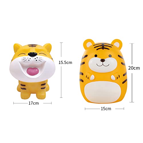 Roadoor Dibujos Animados Tigre Piggy Bank, Banco de Monedas Encantadoras para Niñas Y Niños Exquisito Banco de Dinero Adorable PVC PVC CREAVABLE Bands para EL Regalo DE Cumple A