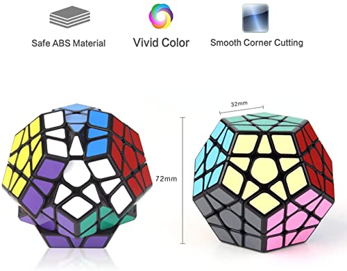 ROXENDA Cubo Mágico, Megaminx Speed Cube 3x3x3 Pentagonal Dodecahedron Magic Cube, Fácil de Girar e Etiqueta Adhesiva de Duradera con Colores Vivos