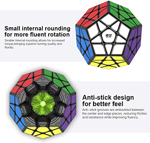 ROXENDA Cubo Mágico, Megaminx Speed Cube 3x3x3 Pentagonal Dodecahedron Magic Cube, Fácil de Girar e Etiqueta Adhesiva de Duradera con Colores Vivos