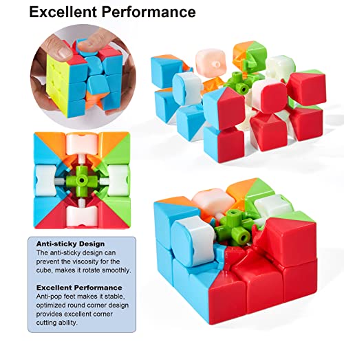 ROXENDA Speed Cube Set, Cubos de Velocidad 2x2 3x3, Fácil de Tornear y Liso Jugar, Cubo de Velocidad para Principiantes y Pro, Stickerless