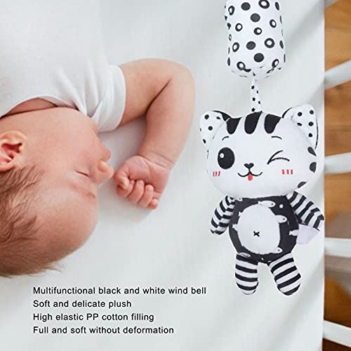 SALUTUY Sonajeros Colgantes de Frutas Juguetes para Bebés, Desarrollo de Habilidades Sonajeros Colgantes Y Campanillas de Viento Suspensibles para Cochecito(Campanas de Viento de Gato Blanco y Negro)