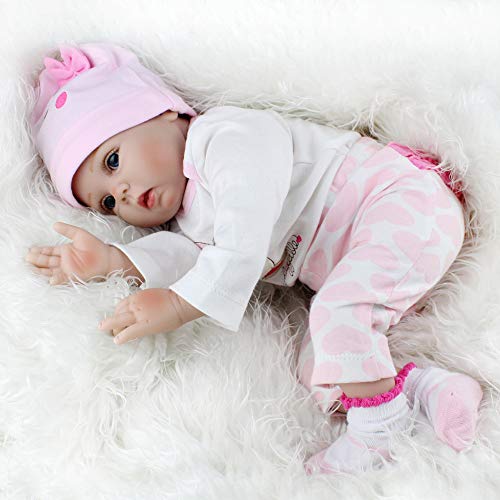 Scnbom Muñecas Reborn niñas 22pulgadas 55cm Vinilo Silicona Suave niño Juguetes Regalos de Cumpleanos Realista Recién Nacido Baby Dolls