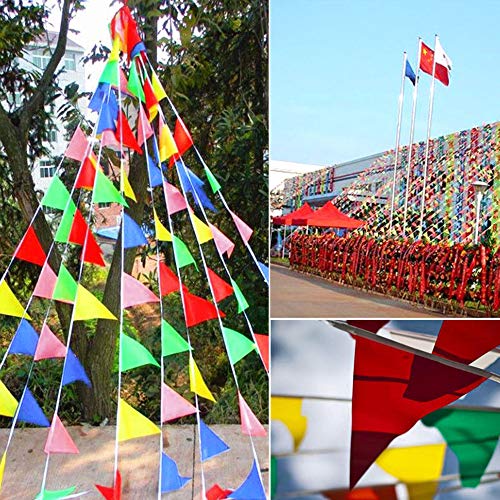 SERWOO 140m/290pcs Guirnaldas Banderas Banderines Fiesta Colores Triángulo Bunting Colgantes Decoración Cumpleaños Boda Celebracion Bienvenida Navidad Víspera Bar Adornos, 140m Total, 17 * 28cm