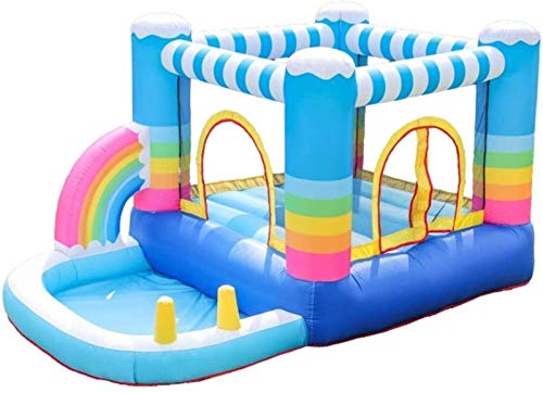 SGSG Castillo Hinchable para niños Cama con colchón de Aire pequeño Cama elástica para niños Cama de Salto para el hogar Castillo Inflable para Interiores y Exteriores Casa de Rebote Inflable B