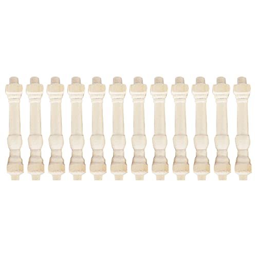 sharprepublic Baranda de Escalera de Casa de Muñecas de 12 Piezas, Balaustres en Miniatura, Constructores de Bricolaje, Madera 1:12