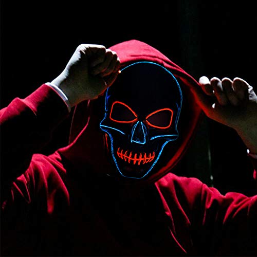 shirylzee Máscaras Halloween LED, Máscaras Halloween de Terror con 3 Modos Máscara Disfraz Luminosa Craneo Esqueleto para Halloween Navidad Cosplay Fiesta Show Mascarada (Estilo 2)