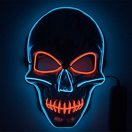 shirylzee Máscaras Halloween LED, Máscaras Halloween de Terror con 3 Modos Máscara Disfraz Luminosa Craneo Esqueleto para Halloween Navidad Cosplay Fiesta Show Mascarada (Estilo 2)