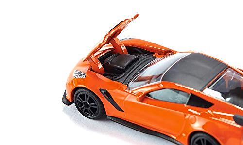 siku 1534, Chevrolet Corvette ZR1, Naranja/Negro, Apertura de capó, Vehículo de juguete para niños