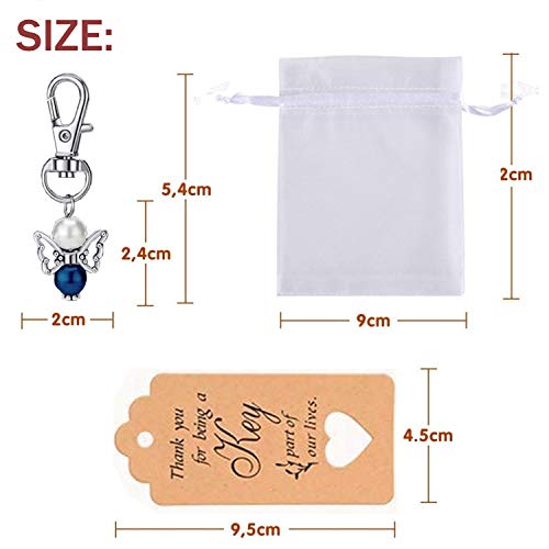 SIMIN 20 Piezas Regalos de Ángel de Guarda, unidades de regalo para invitados de bautismo ángel de la guarda + bolsa de organza + colgante de papel kraft para Fiesta Comunión Confirmación Regalo