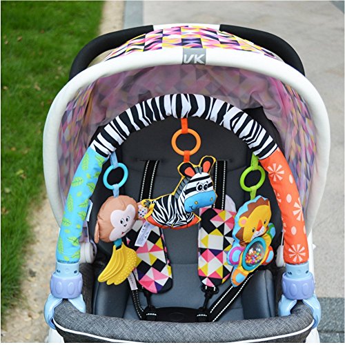 Singring Arco de juguete para el cochecito, cama o silla de paseo con sonajero y dispositivo BB (cebra)