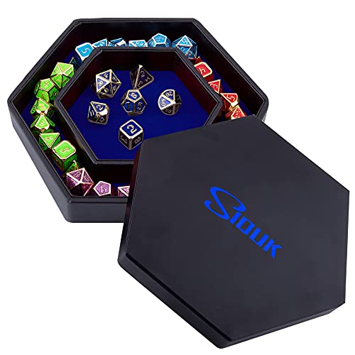 SIQUK Bandeja Dados Cuero PU y Terciopelo Tablero Dados para DND RPG Juegos de Mesa, Azul