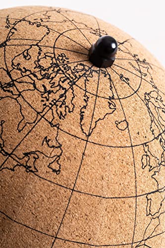 SKLUM Globo Terráqueo de Corcho Skriv Corcho Natural Ø15 cm - (Elige Color)