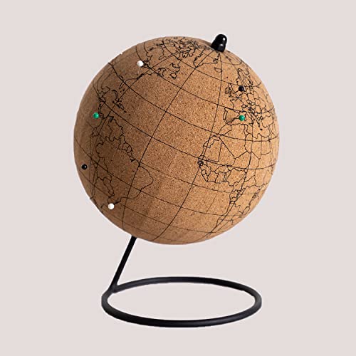 SKLUM Globo Terráqueo de Corcho Skriv Corcho Natural Ø15 cm - (Elige Color)