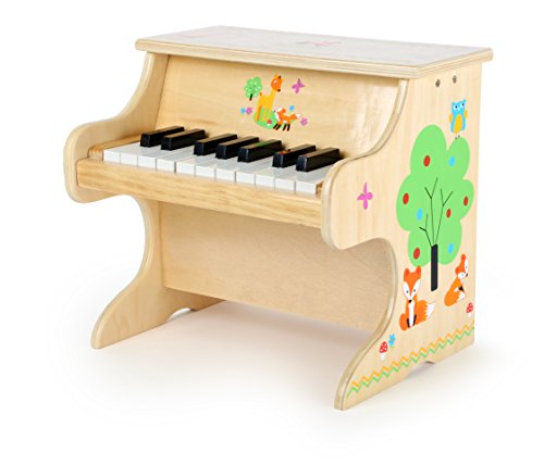 Small Foot 10724 Piano de Piano con Aplicaciones de diseño de Animales, Juguete de Madera para los niños con una Escala para Primera músicos, estimula la Creatividad