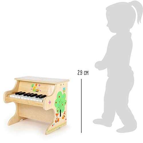 Small Foot 10724 Piano de Piano con Aplicaciones de diseño de Animales, Juguete de Madera para los niños con una Escala para Primera músicos, estimula la Creatividad
