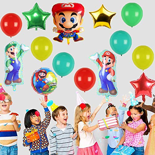 smileh Decoracion Cumpleaños Super Mario Globos Mario Aluminio Globo para niños Decoraciones de Fiesta Mario Bros
