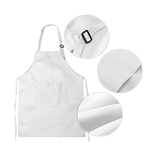 smileh Juego de Chef para Niños Kids Delantal Sombrero y Manga de Cocina para Cocinar Pintura o Decoración para Hornear Infantiles Delantal de Chef de Cocina para Niños Pintura 4-12 Años Blanco