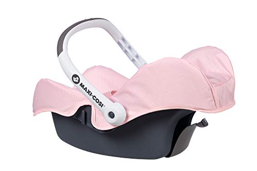 Smoby Asiento de Coche con asa de Transporte, diseño Original Maxi-Cosi, Accesorios para muñecas de hasta 42 cm, para niños a Partir de 3 años, Color Rosa, (240233)