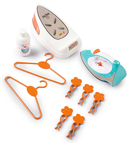 Smoby- Bügelbrett für Kinder mit Bügeleisen, Dampfstation, Wäscheklammern, Soundgeräuschen, klappbar niñas a Partir de 3 años (7600330118)