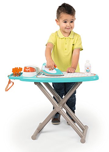 Smoby- Bügelbrett für Kinder mit Bügeleisen, Dampfstation, Wäscheklammern, Soundgeräuschen, klappbar niñas a Partir de 3 años (7600330118)
