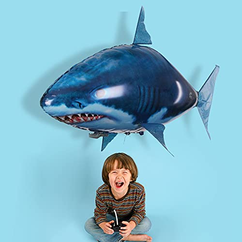 SOBW Pez volador teledirigido – Pez gigante gigante teledirigido relleno de helio flota en el aire, mando a distancia Shark Juguetes infrarrojos RC globos voladores eléctricos