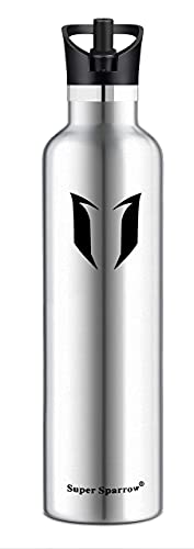 Super Sparrow Botella Agua Acero Inoxidable - Botella de Agua Deportes 750ml - Botella Termica Boca Estándar - Sin BPA , para Niños & Adultos, Deporte, Oficina, Yoga, Ciclismo