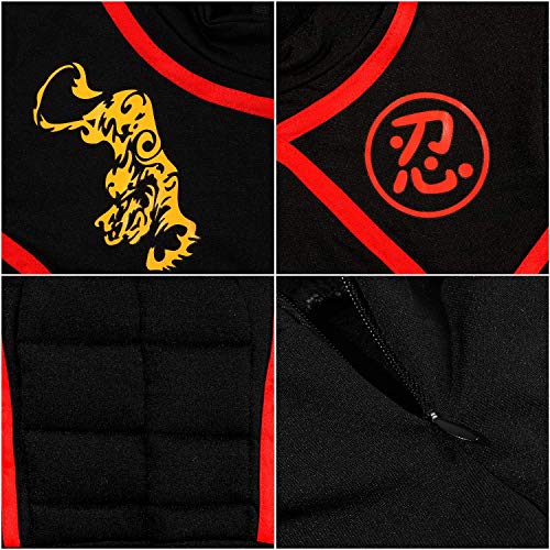 Tacobear Disfraz de Power Ninja para Niño Disfraz Infantil de Halloween Negro y Rojo 3-12 años (XL (10-12 años))